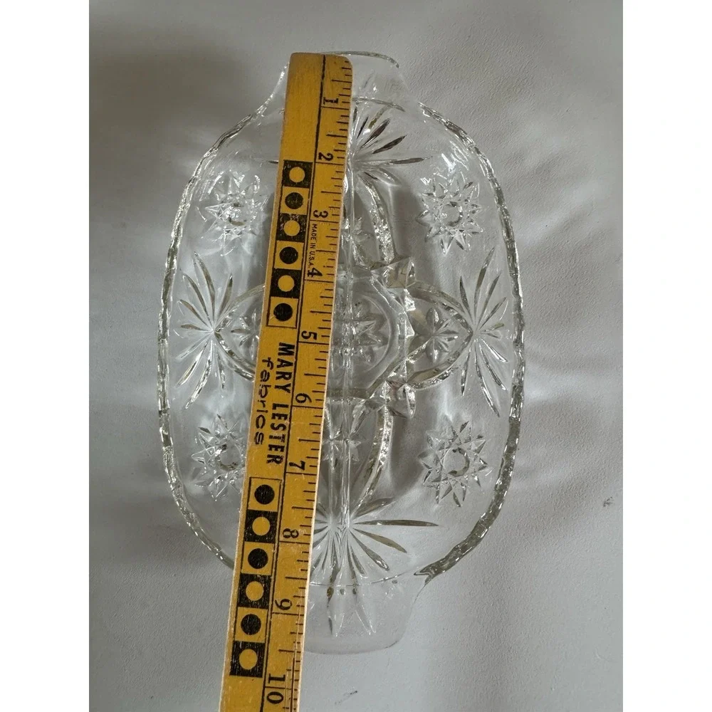 Vintage Anchor Hocking Star of David‎ Glass Relish Dish Divided Serving Tray 10